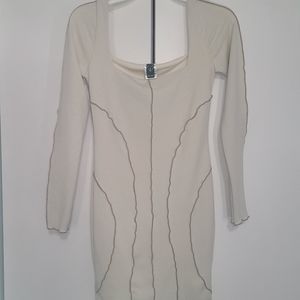 Natural colored long-sleeve dress